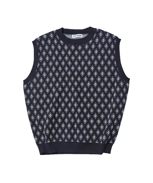 TTT MSW（ティー）の「Diamond knit polo vest（ニット/セーター