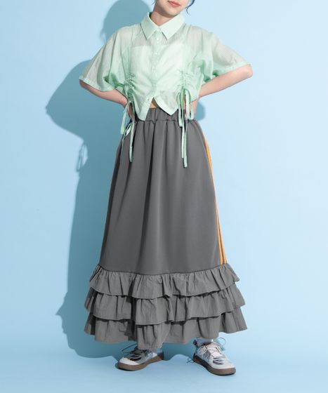 フリルティアードジャージロングスカート[商品：PN25SS-024] - PUNYUS