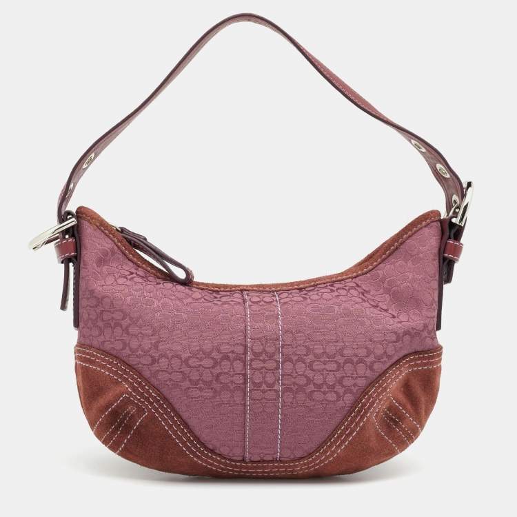 Coach Pink/Brown Signature Canvas and Suede Soho Hobo Coach | TLC US