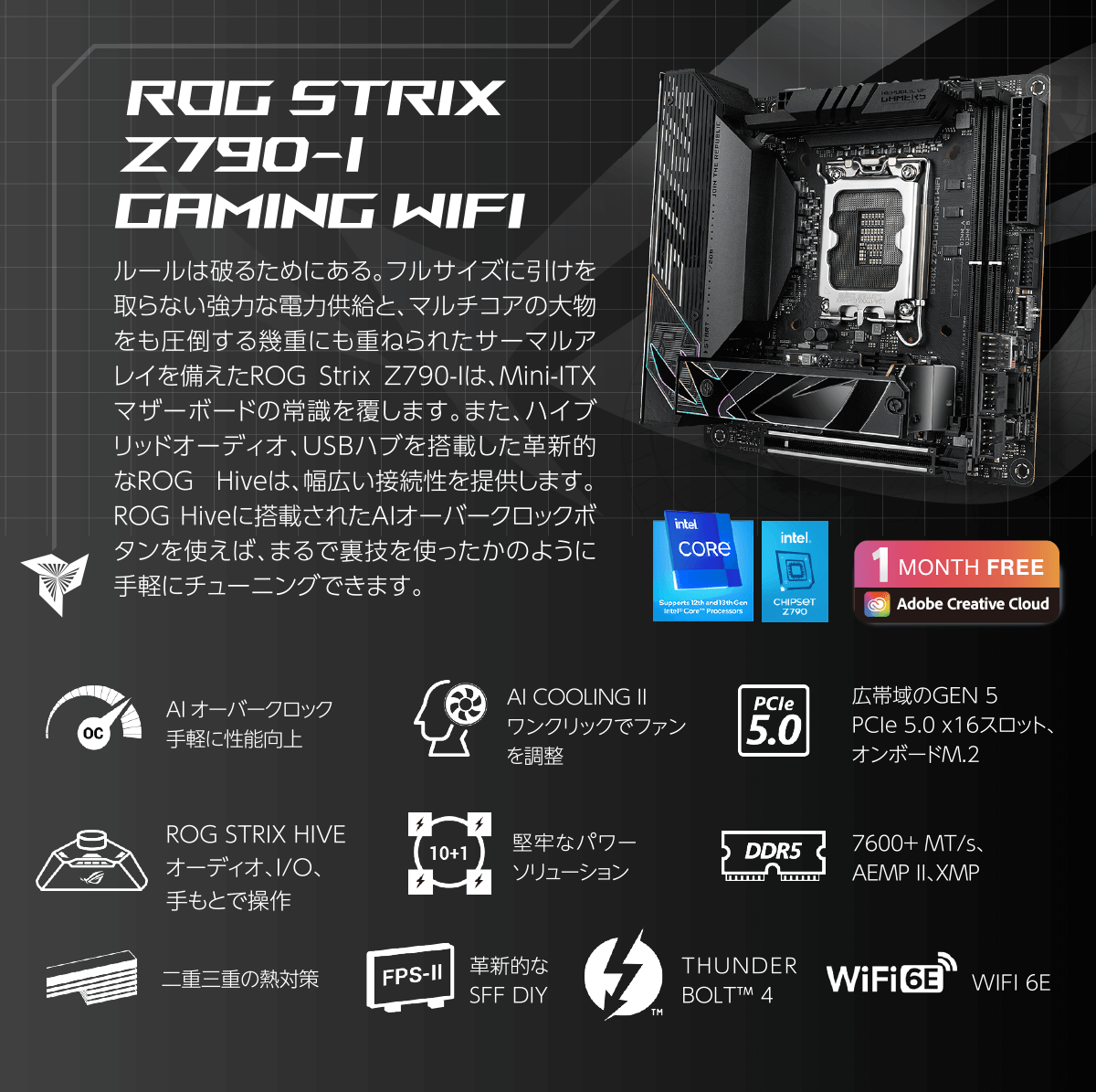 ASUS エイスース ROG STRIX Z790-I GAMING WIFI 【PCIe 5.0対応