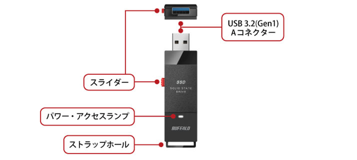 BUFFALO バッファロー SSD-PUT500U3-BKC [外付けSSD / 500GB