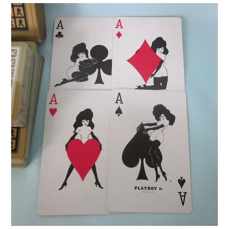 Vintage Playboy Double Deck Playing Cards With Box. For Sale at