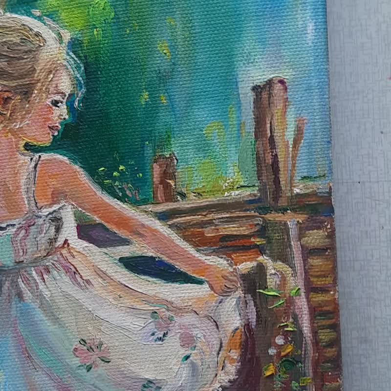 送料無料】ロシア 原創畫 田舎の少女 絵画 オリジナルアート 油絵