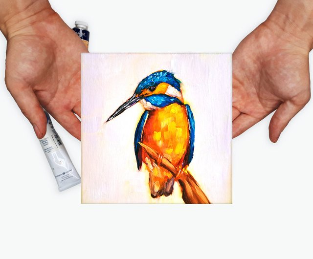 送料無料】ロシア カワセミの絵の鳥のオリジナルの芸術のアメリカの鳥