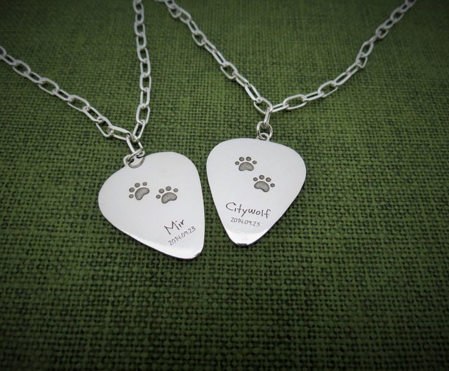 台湾 【刻印】ギターピックネックレス | 925純銀 ペアネックレス