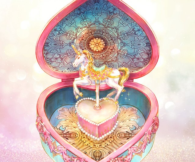 韓国 ハートオルゴール物品ステッカー Cream Peach・ Orgel melody