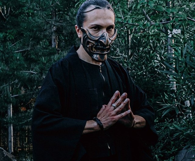 ジョージア 鬼のハーフマスク ブロンズ は 面頬 めんぽう スタイルの