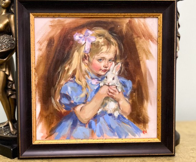 送料無料】ロシア 油絵で描かれた少女のカスタム肖像画オリジナル絵画