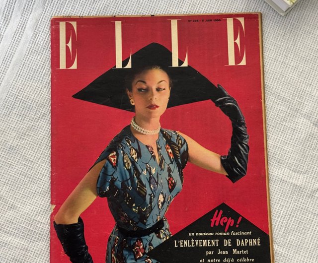 台湾 50138-希少なフランス1950年 ELLE ファッション雑誌 第236号 JSVS