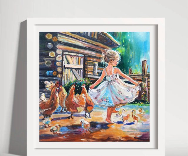 送料無料】ロシア 原創畫 田舎の少女 絵画 オリジナルアート 油絵