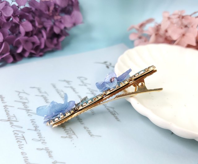 台湾 宝石の花 アジサイ プリザーブドフラワーヘアクリップ ライン川