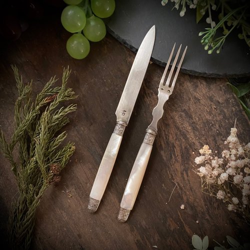 フランス ルイ16世様式 マザーオブパールハンドル 純銀製フルーツ