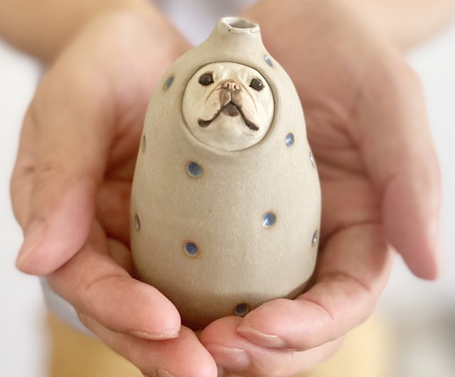 フレンチブルドッグ 一輪挿し ゆとり炉 | 置物 - Pinkoi