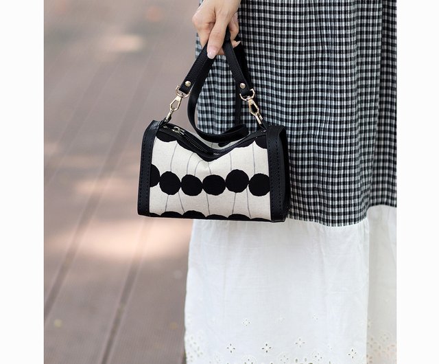 手作りハンドメイド 本革パッチワーク ミニピローバッグ 手縫い斜