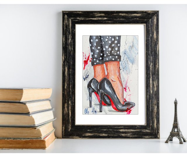 タイ 靴の絵の女の子のハイヒールの脚のオリジナル アートワーク Just