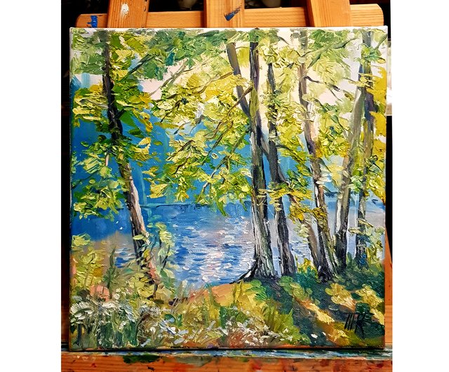 ロシア 木の絵 風景油絵 オリジナルアート 油絵 キャンバス ウォール