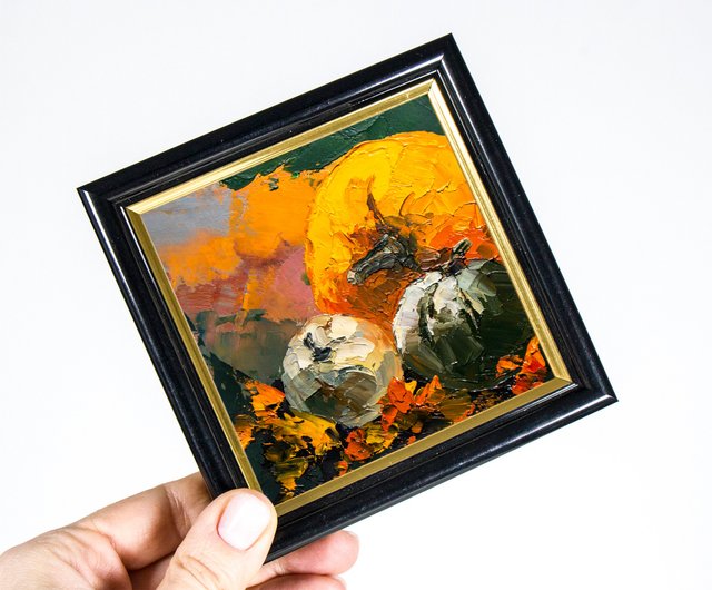 油絵 菅家令子 絵 絵画 インテリア uF6-030114 静物 かぼちゃ 油絵