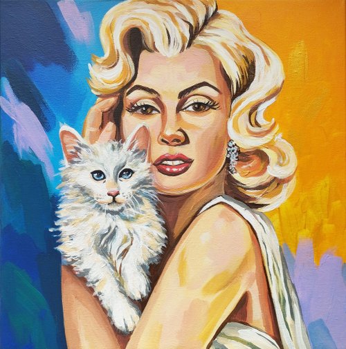 ロシア マリリン・モンローのキャンバスに描かれたアクリル画