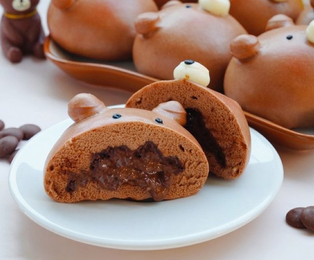 台湾 明治 マントウ クマ型ミルクチョコレート溶岩パン 6個入