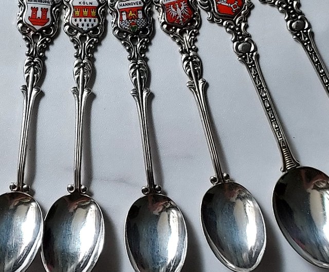 台湾 シルバーメッキ 城徽章 アンティークスプーン 6本 1セット