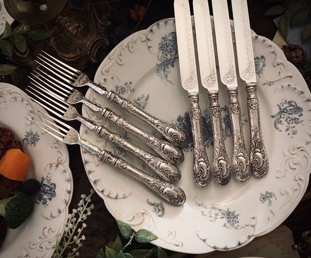 台湾 ドイツ第二帝政時代 - 装飾的なスターリングシルバー800ハンドル