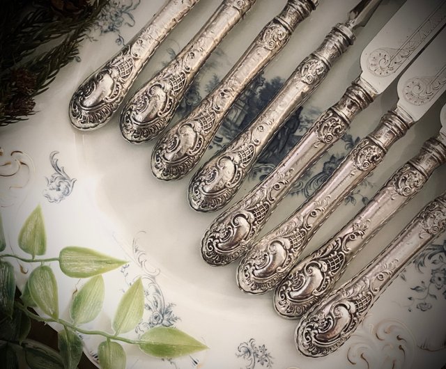 台湾 ドイツ第二帝政時代 - 装飾的なスターリングシルバー800ハンドル