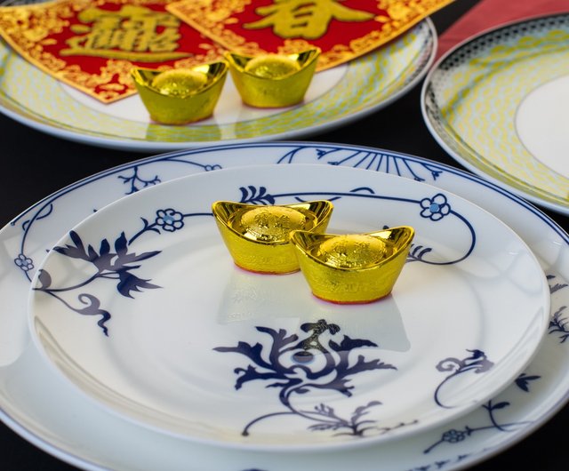 送料無料】台湾 青と白の磁器プレート8 