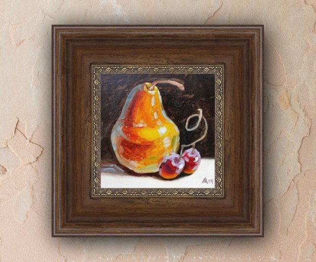 油絵 菅家令子 絵 絵画インテリア 額付(白) uF6-051721 静物 果物 油絵