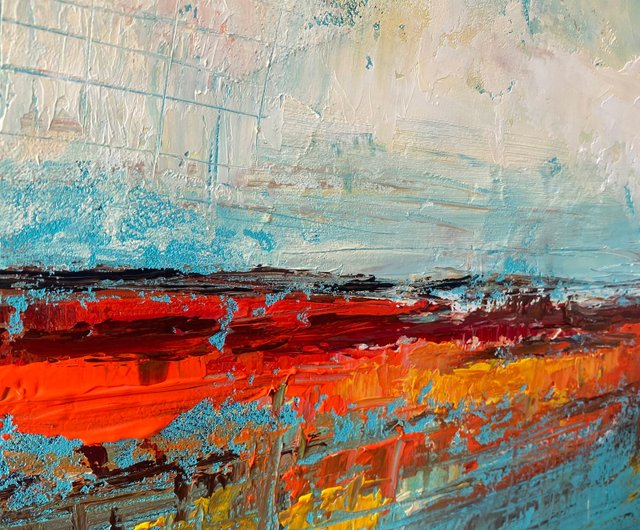 スペイン 抽象的なマーク・ロスコ風アート、青とベージュの色の