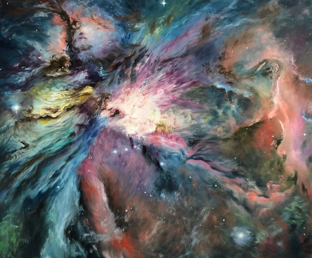 送料無料】トルコ 宇宙絵画抽象絵画オリジナル絵画油彩キャンバス