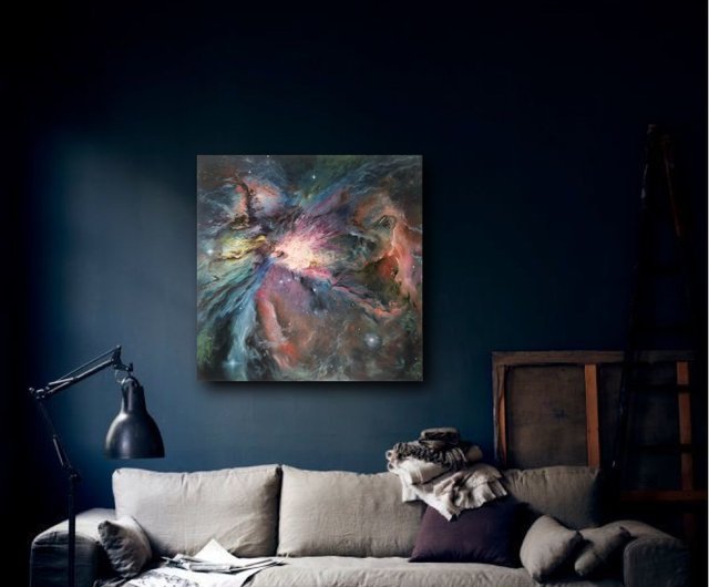 送料無料】トルコ 宇宙絵画抽象絵画オリジナル絵画油彩キャンバス