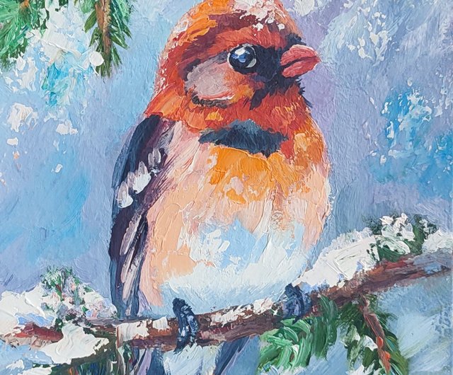 ロシア 鳥の油絵鳥の小アート鳥のアートワーク鳥の絵鳥のアート