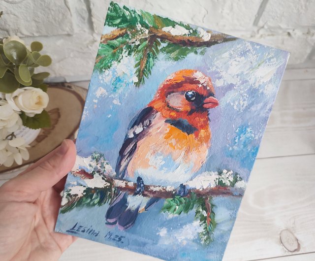 ロシア 鳥の油絵鳥の小アート鳥のアートワーク鳥の絵鳥のアート