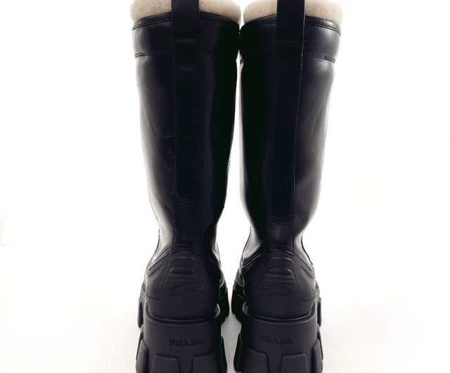 送料無料】【日本直送 中古美品】プラダ PRADA ブーツ 1W380M モノリス