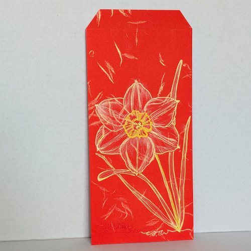 台湾 結婚式、誕生日、お正月のお祝いに/水仙のイラスト/手描き