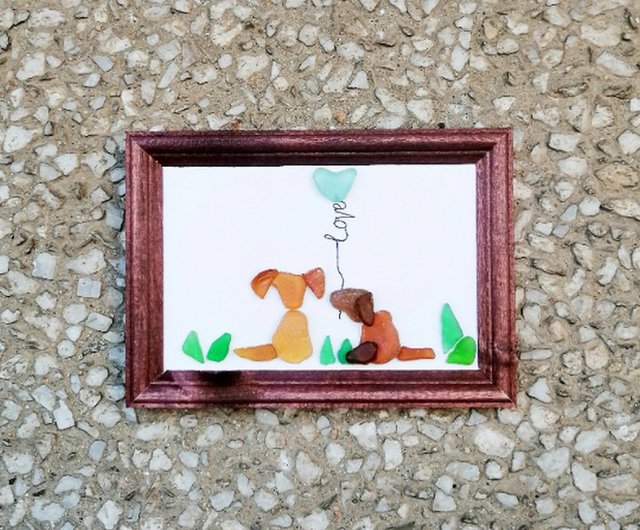 ロシア 犬のシーグラスアート/犬のギフト/彼女への犬のアートギフト/犬