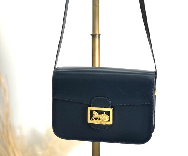 日本直送 名牌中古包 】CELINE セリーヌ ショルダーバッグ ネイビー