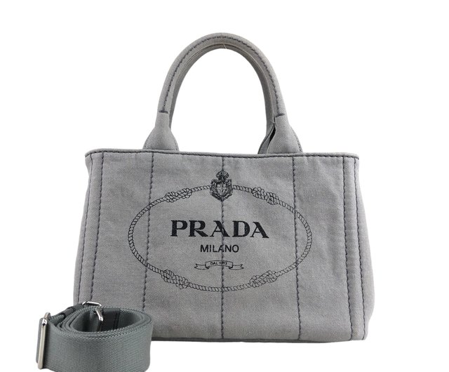 日本直送 名牌中古包 】PRADA プラダ カナパ ハンドバッグ グレー