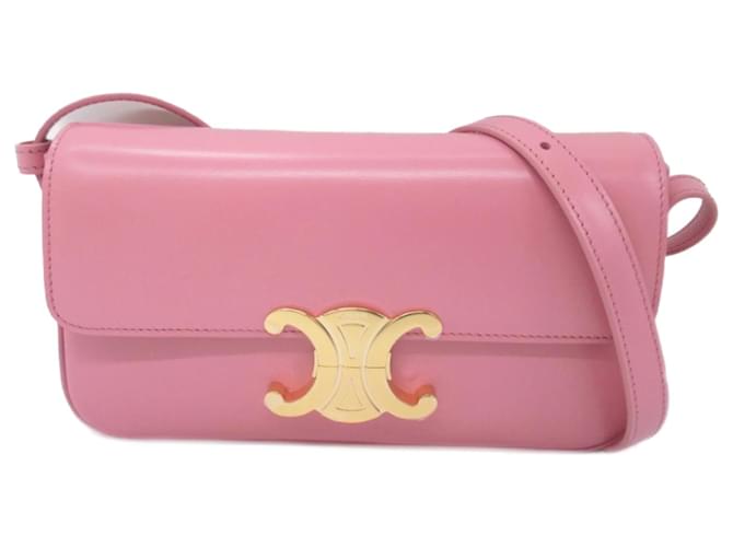 Céline Celine Triomphe Shoulder Bag in Pink Leather ref.1534849