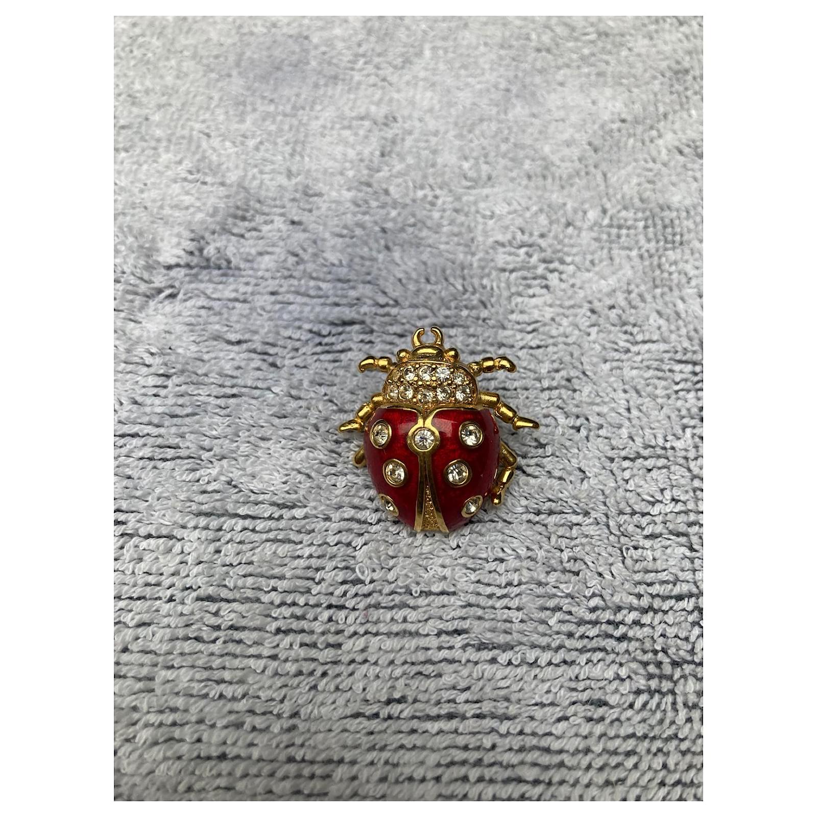 Christian Dior Magnificent Dior ladybug pin brooch Red Gold