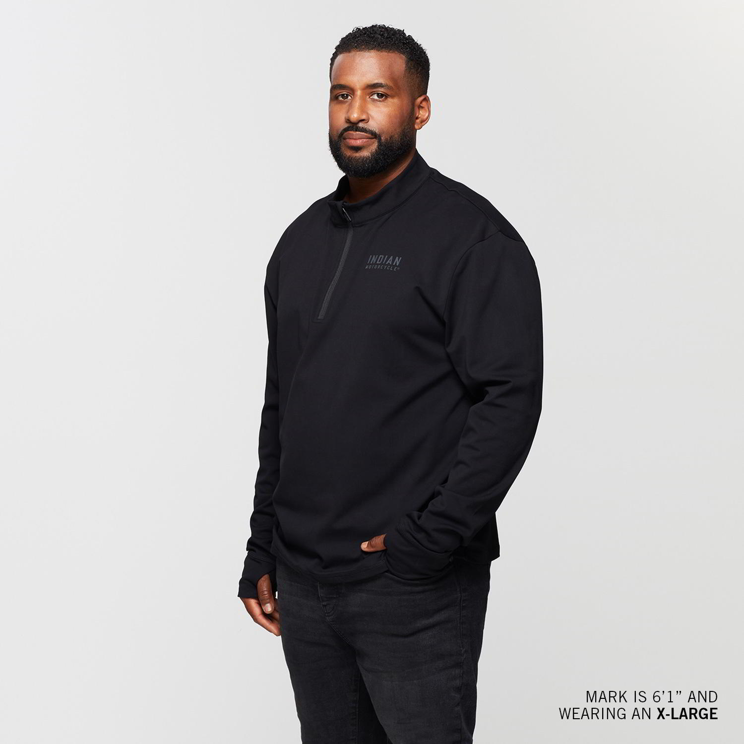 Men's Quarter Zip Performance Top, Black | Indian Motorcycle