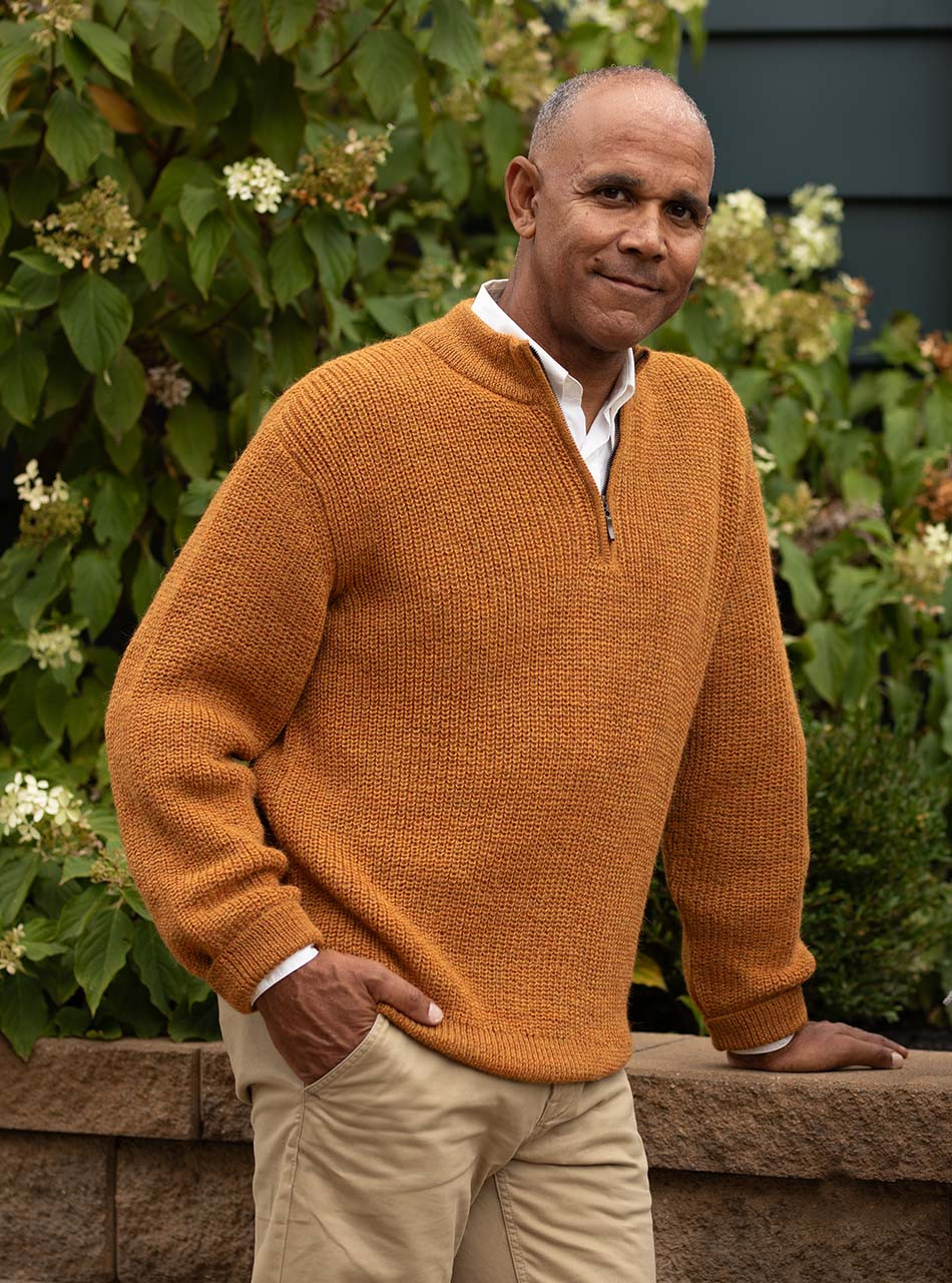 Alpaca Wool Mens Heritage 1/4 Zip Pullover Sweater - Long Sleeve