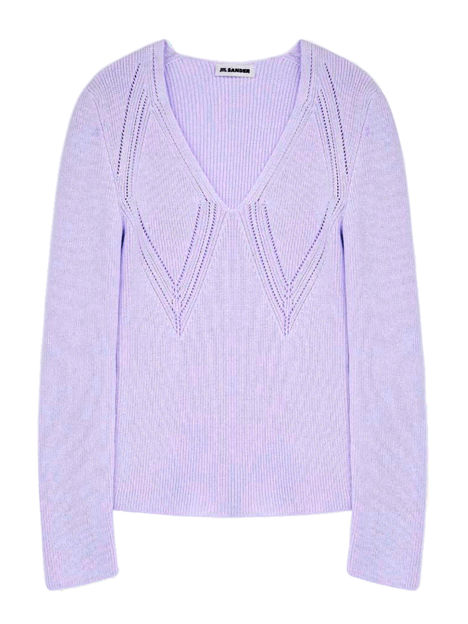 Jil Sander Long Sleeve V-neck Sweater in Lilac