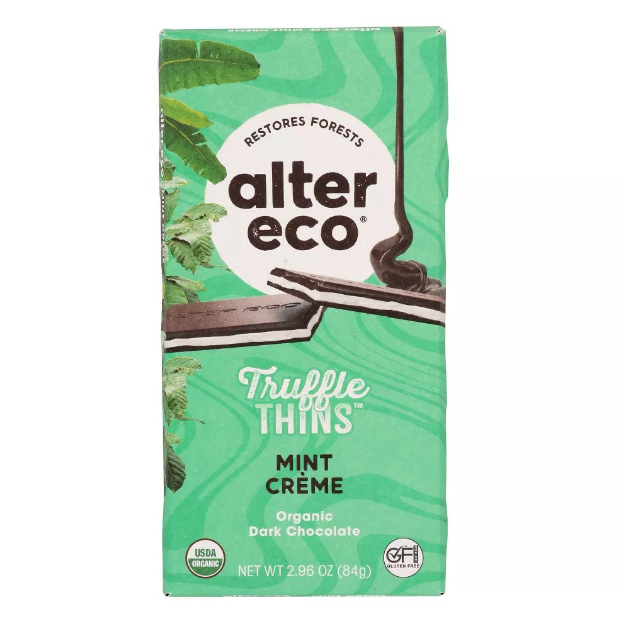 ALTER ECO Organic Truffle Thins Mint Creme Dark Chocolate Bar