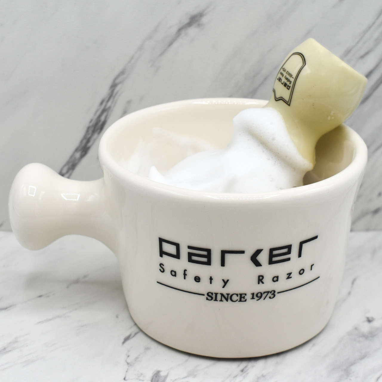 Parker Deluxe Ivory Stoneware Apothecary Style Shave Mug