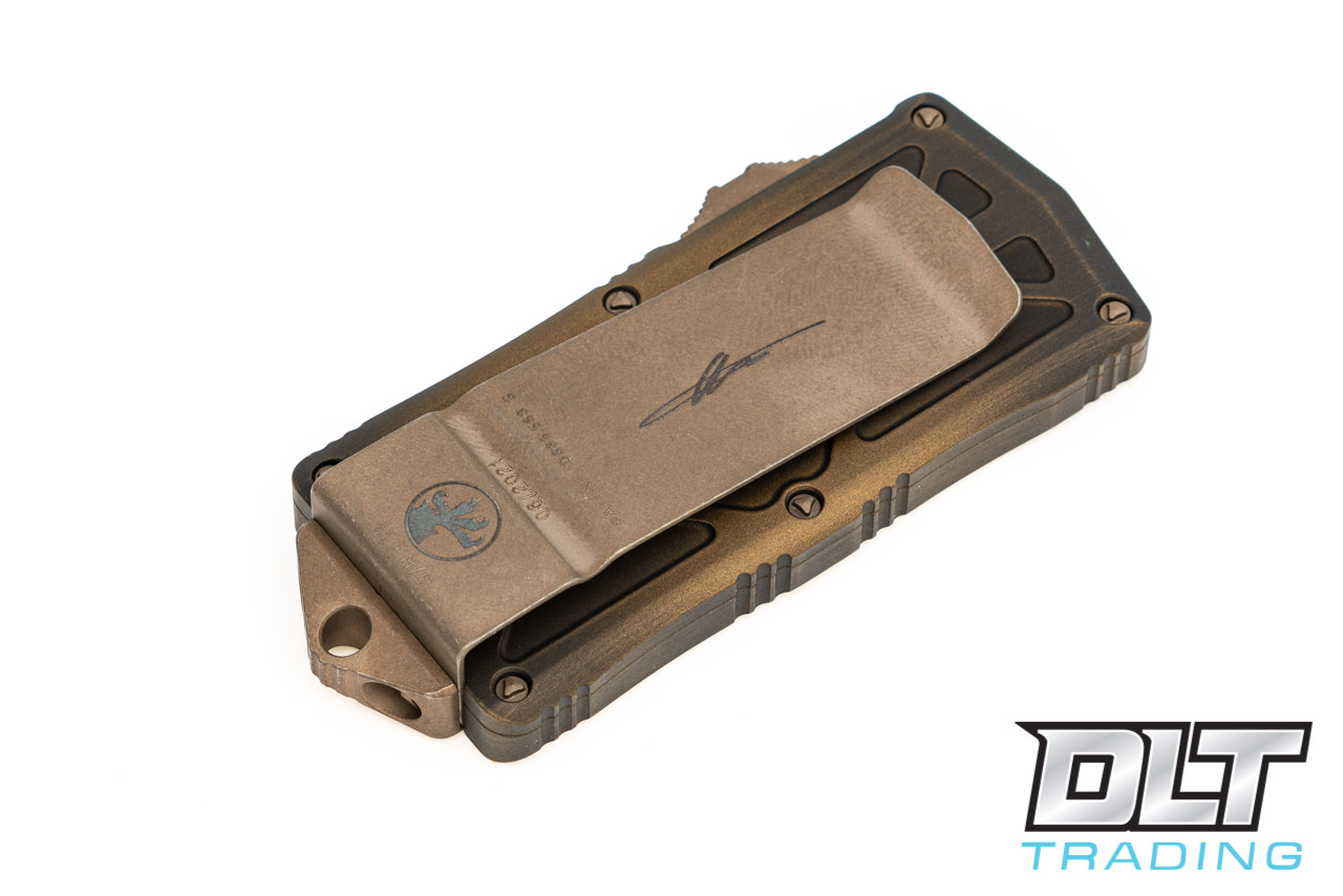 Microtech 157-13APABS Exocet D/E - Antique Bronze Handle - Bronze