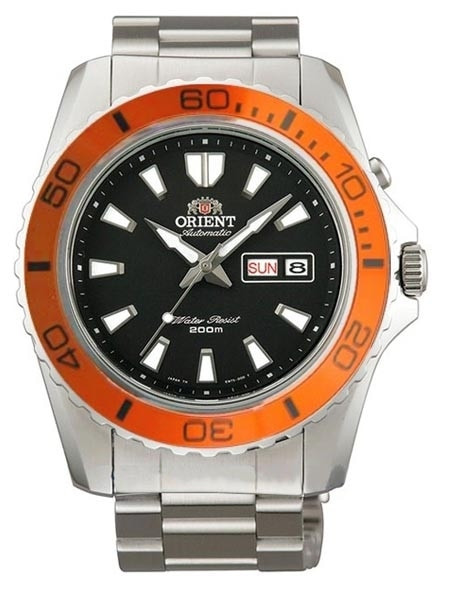 Orient Mako XL 21-Jewel Automatic Dive Watch with Orange Bezel