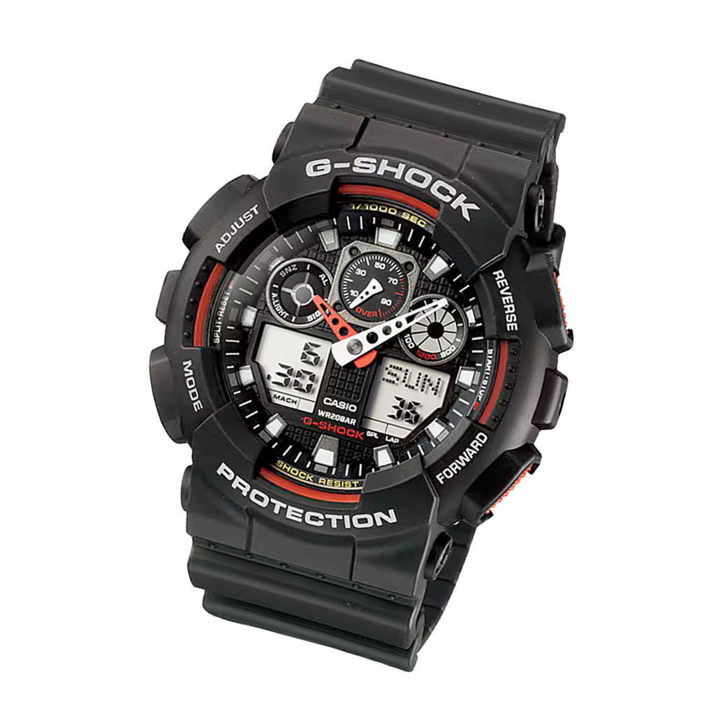 Casio G-Shock GA-100 Series in Black and Red #GA100-1A4