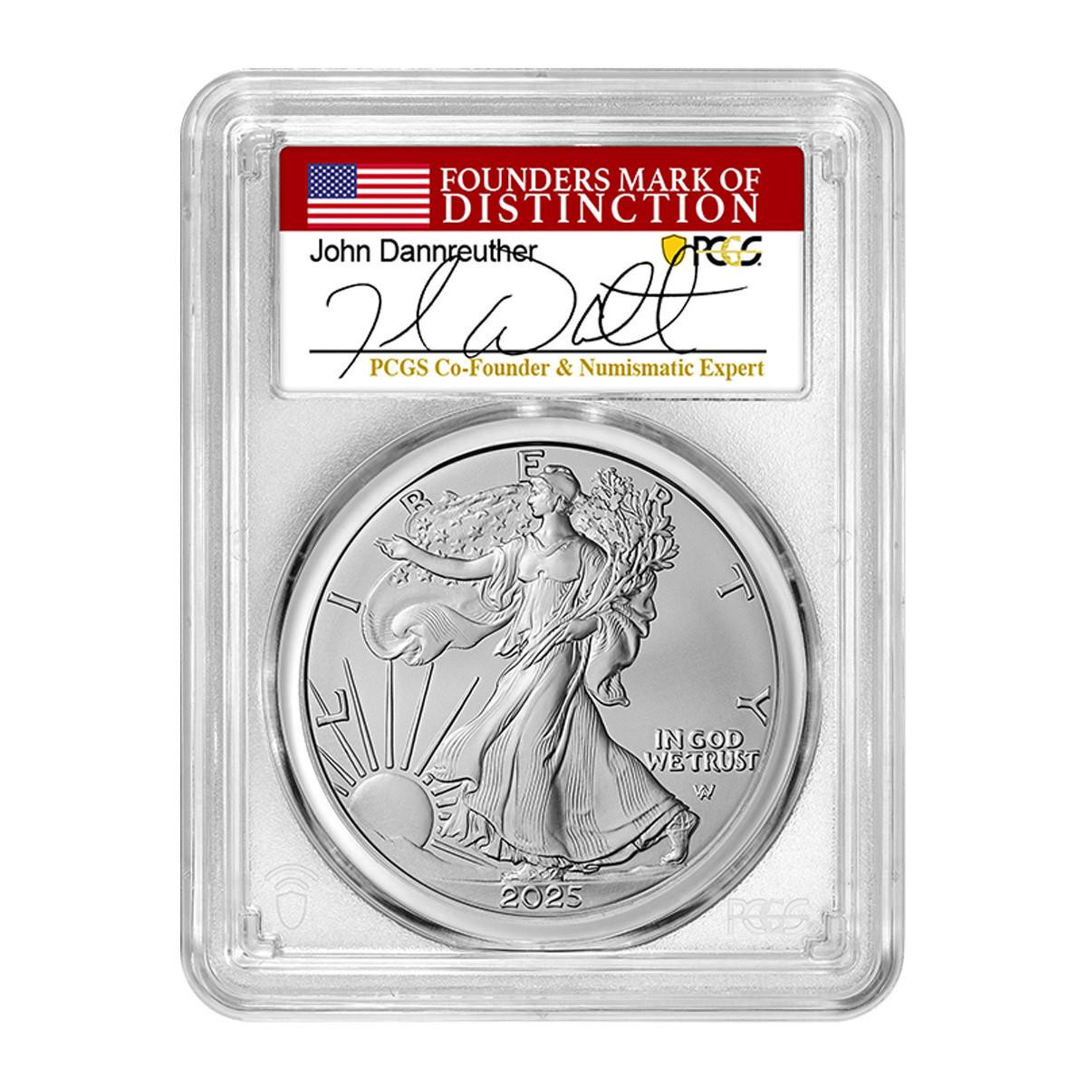 2025 Silver Eagle PCGS MS70 1 of 2025 - Co-founder Signed