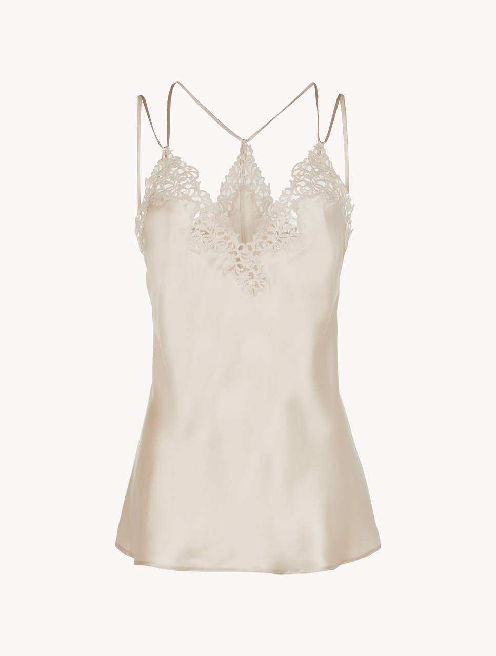 Rose Beige camisole in silk with macramé frastaglio - La Perla - UK